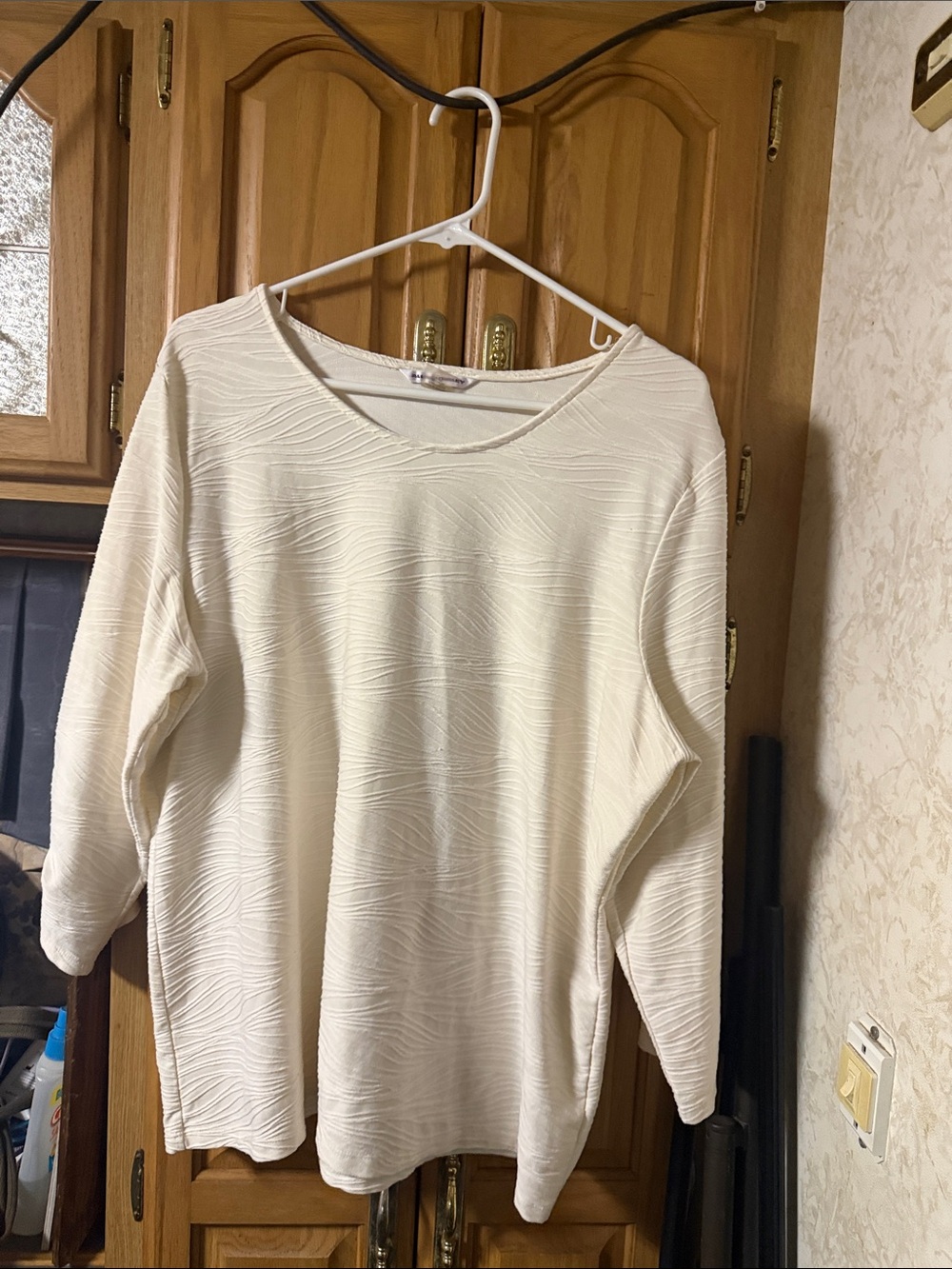 Allison Daley Ivory Textured Long Sleeve Top
